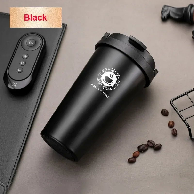 500ml Insulated Stainless Steel Mug with Handle & Lid. - ouffee