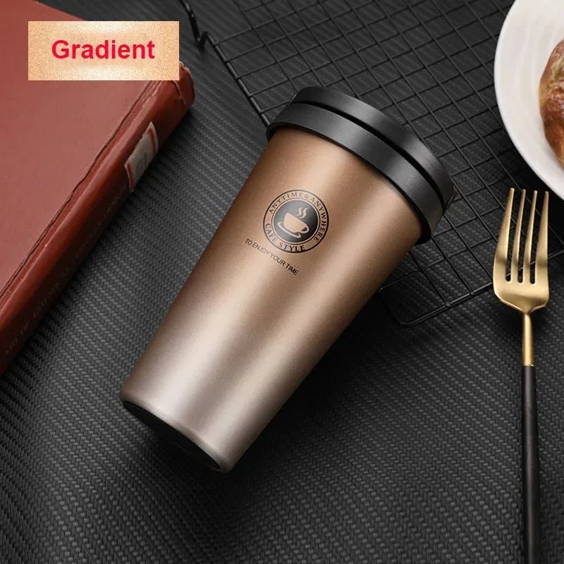 500ml Insulated Stainless Steel Mug with Handle & Lid. - ouffee