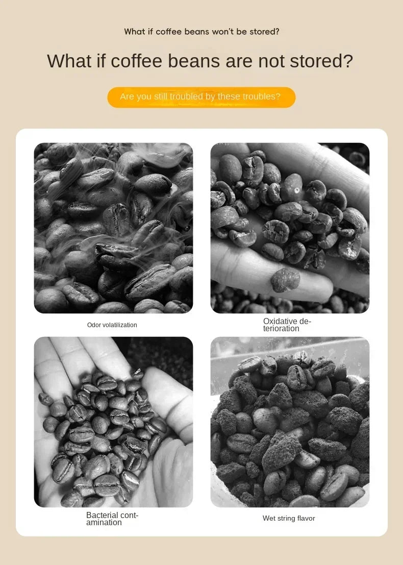 Airtight Glass Coffee Pot with Black Lid. Manual Vacuum Seal Storage. - ouffee