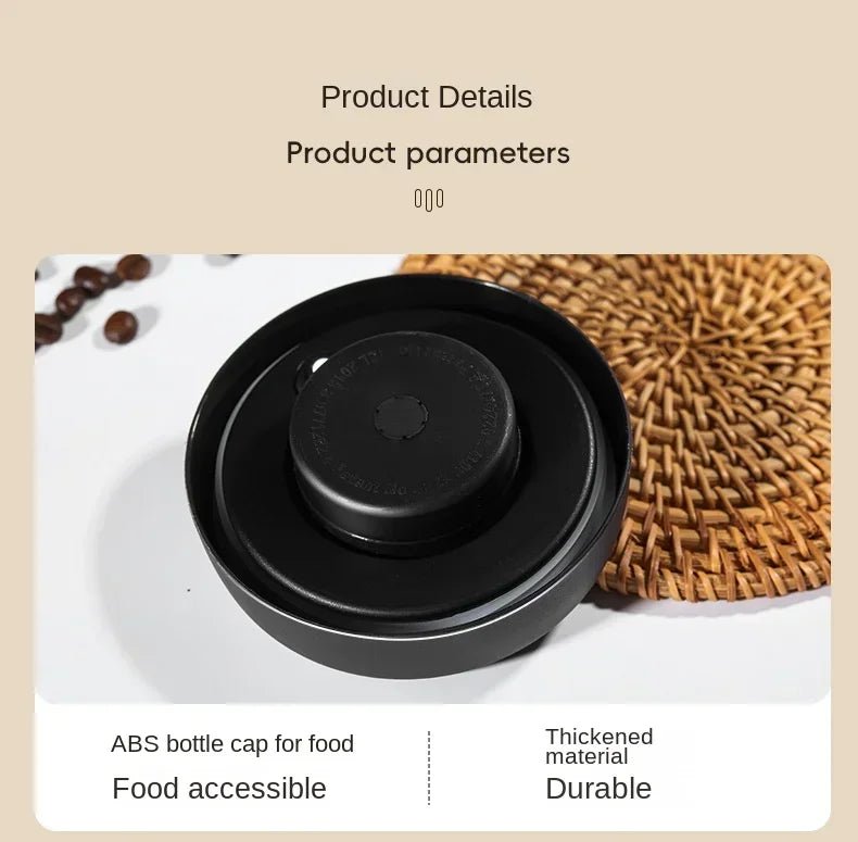 Airtight Glass Coffee Pot with Black Lid. Manual Vacuum Seal Storage. - ouffee