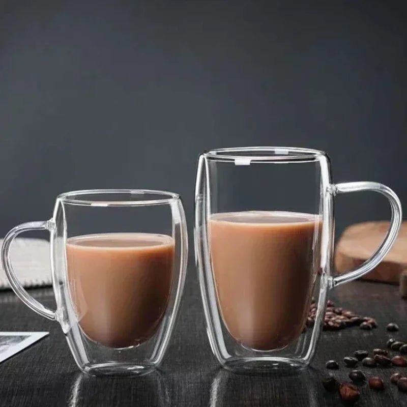 Heat Resistant Clear Double Wall High Borosilicate Glass Mug - ouffee