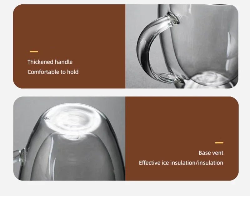 Heat Resistant Clear Double Wall High Borosilicate Glass Mug - ouffee