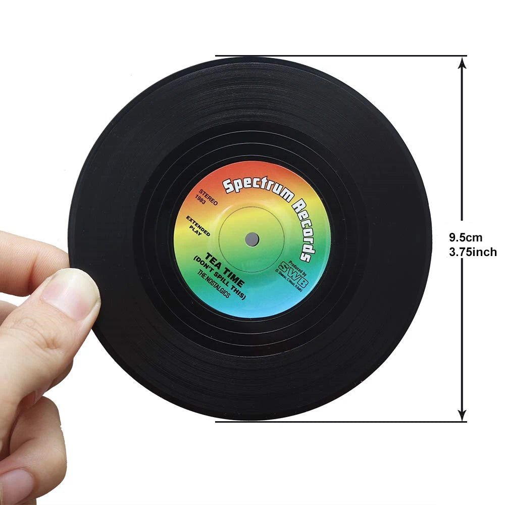 Set of 6 Colorful Retro Vinyl Record Disk Coastersecor - ouffee
